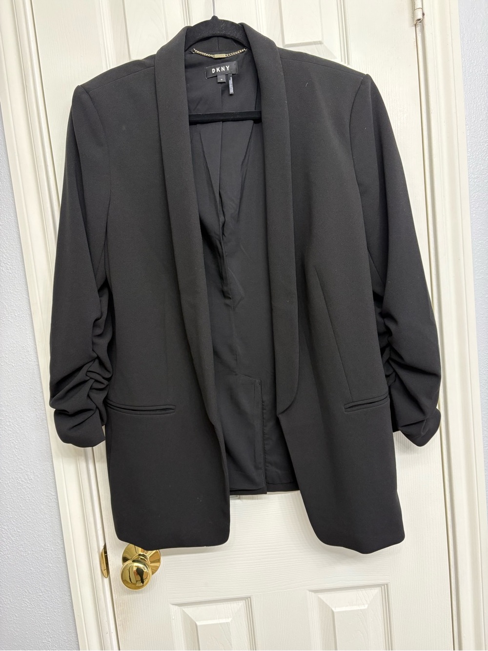 DKNY Black Open Shawl-Collar Blazer